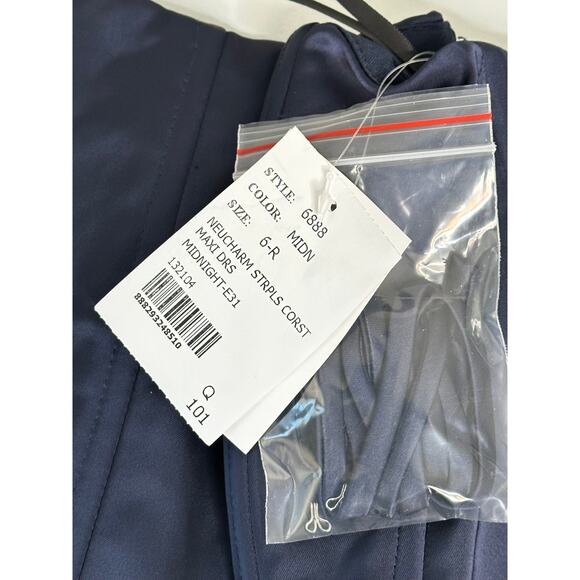 After Six NWT Midnight Blue Satin Corset Strapless Charmeuse Dress Maxi Formal 6 - Picture 6 of 9